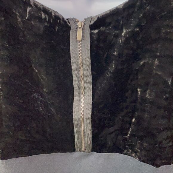 Lucky Brand Black Velvet 1/2 Zip Up Back Short Sleeve Top - Picture 8 of 13